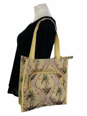 10/$25🦋 Vintage Bovano American Uni Floral Palm Tree Tote